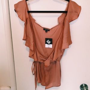 NEVER WORN: Ruffled Wrap Top